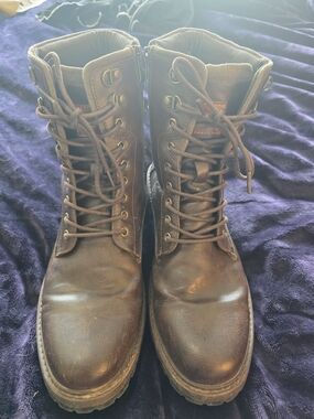 Jousen Men's Brown Leather Lace-Up Combat Boots – Size 11 – Excellent Condition